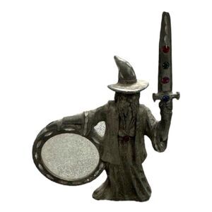 Wizard Pewter Figurine Jeweled Sword By Spoontiques Miniature 3" D&D Mystical